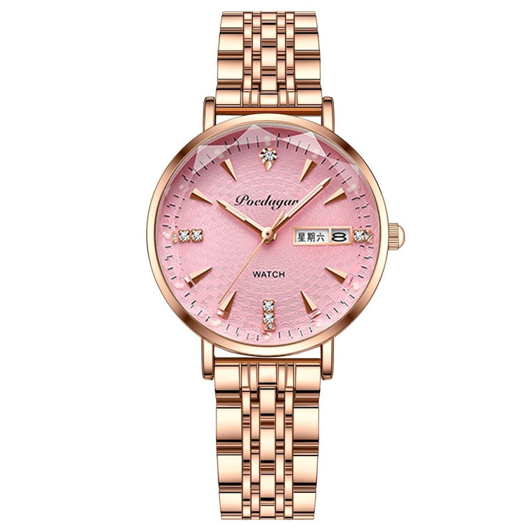 ساعت مچی زنانه پوداگار poedagar صفحه صورتی ارسال رایگان