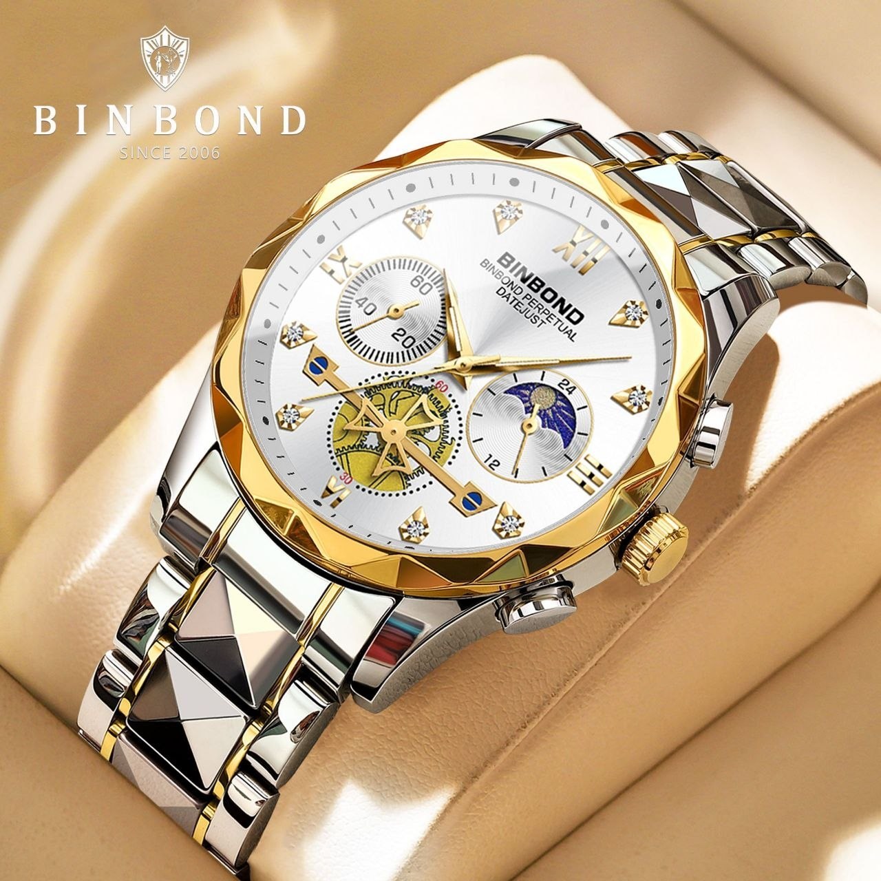ساعت مردانه بین باند binbond بینبند کرنوگراف با مون استار