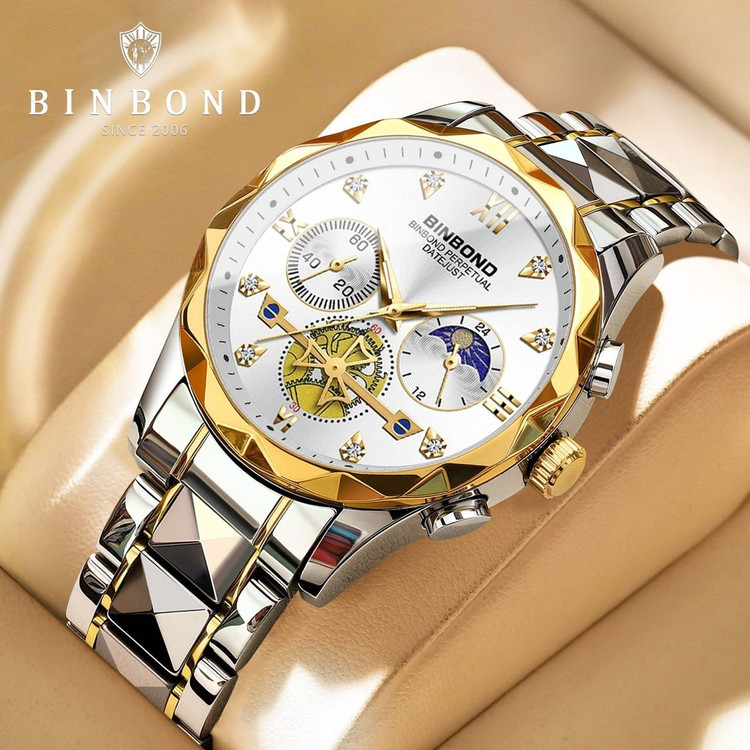 ساعت مردانه بین باند binbond بینبند کرنوگراف با مون استار