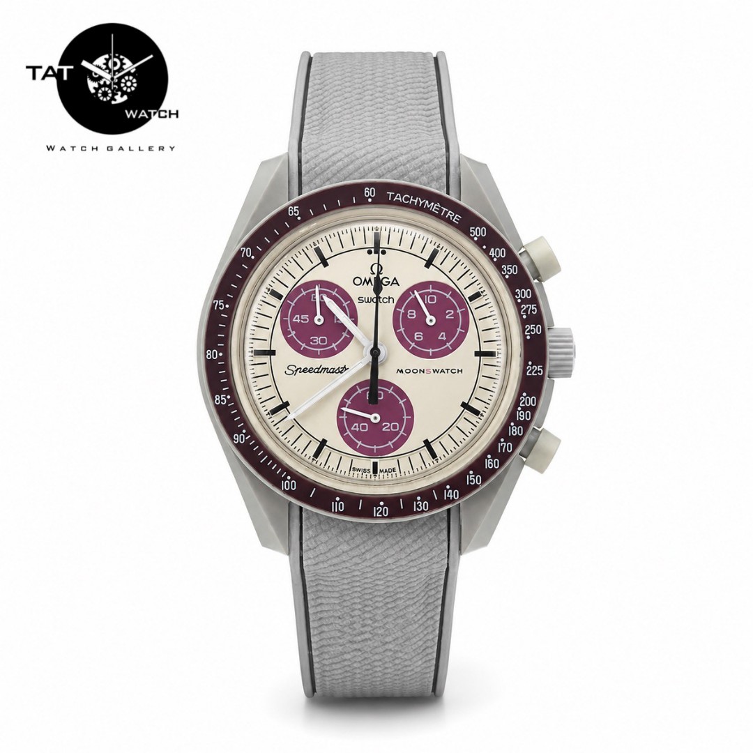 ساعت مردانه زنانه امگا سواچ پلوتو Pluto بند رابر قفل امگایی سه موتوره کرنو باگارانتی جعبه ارسال omega swatch ساعت مچی