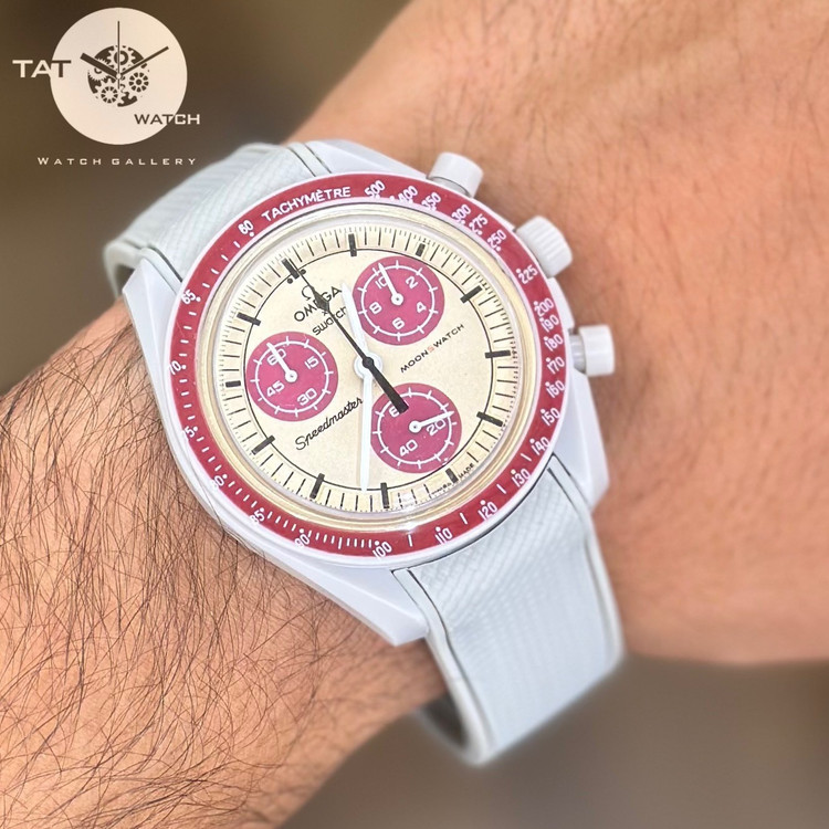 ساعت مردانه زنانه امگا سواچ پلوتو Pluto بند رابر قفل امگایی سه موتوره کرنو باگارانتی جعبه ارسال omega swatch ساعت مچی