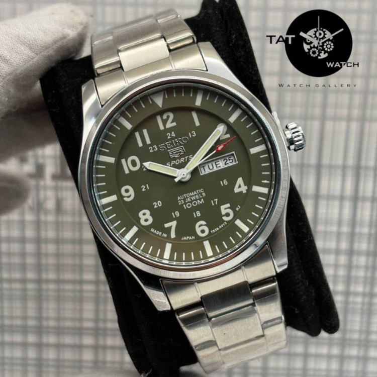 ساعت مردانه سیکو5 موتور آرامگرد بدون صدا دو تقویمه باگارانتی و جعبه ساعت مچی SEIKO