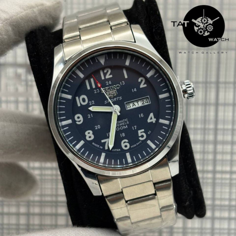 ساعت مردانه سیکو5 موتور آرامگرد بدون صدا دو تقویمه باگارانتی و جعبه ساعت مچی SEIKO