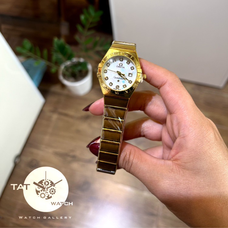 ساعت زنانه دخترانه امگا کانسلیشن یکسال گارانتی در رنگبندی omega ساعت زنانه