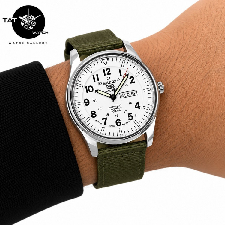 ساعت مردانه سیکو5 خلبانی موتور آرامگرد دو تقویمه باگارانتی یکساله و جعبه seiko5 ساعت مچی