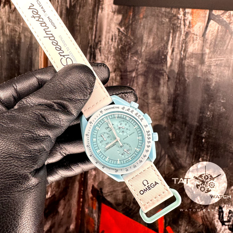 ساعت مردانه زنانه امگا سواچ اورانوس Uranus سه موتوره کرنو باگارانتی جعبه ارسال omega swatch ساعت مچی