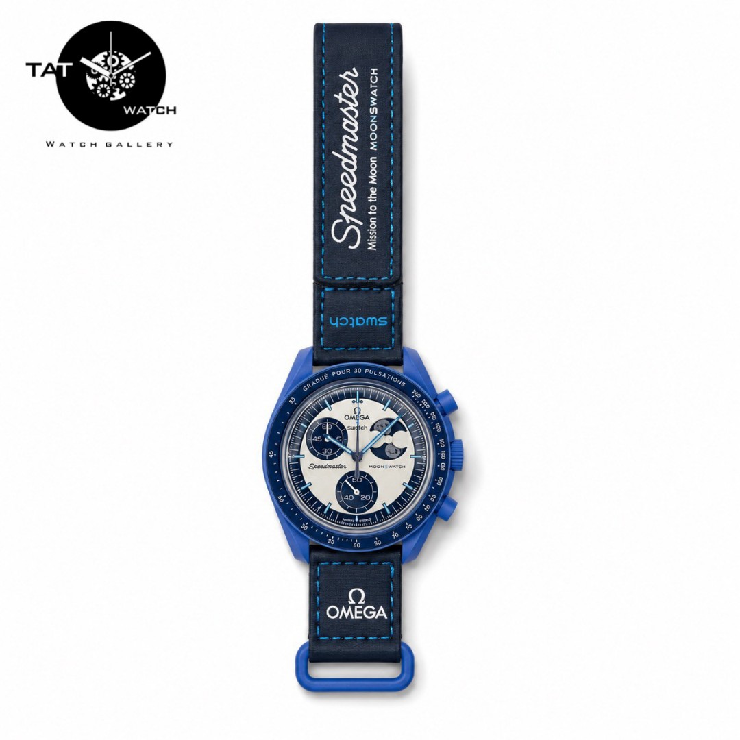 ساعت مردانه زنانه امگا سواچ ماه سوپر بلو Super Blue Moon سه موتوره کرنو باگارانتی جعبه ارسال omega swatch ساعت مچی