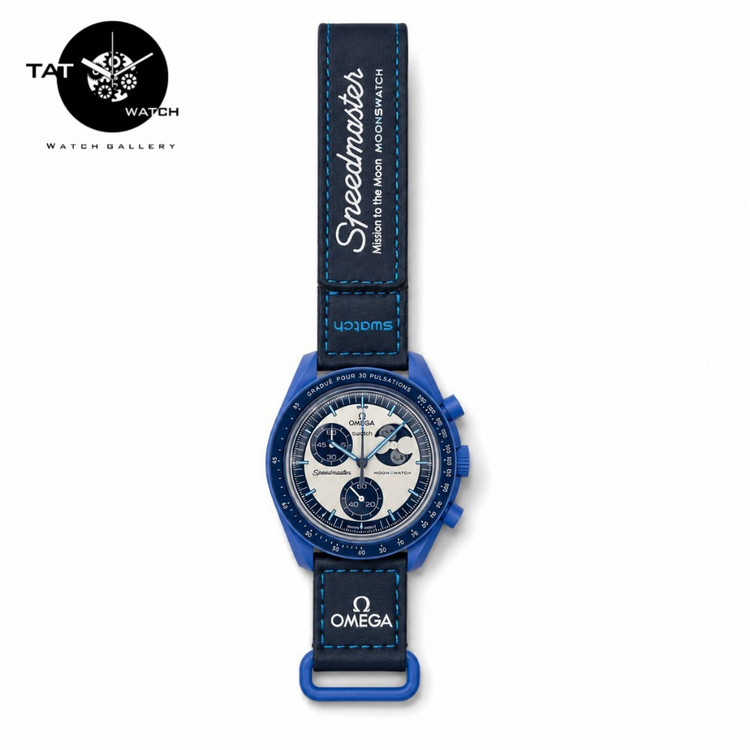 ساعت مردانه زنانه امگا سواچ ماه سوپر بلو Super Blue Moon سه موتوره کرنو باگارانتی جعبه ارسال omega swatch ساعت مچی