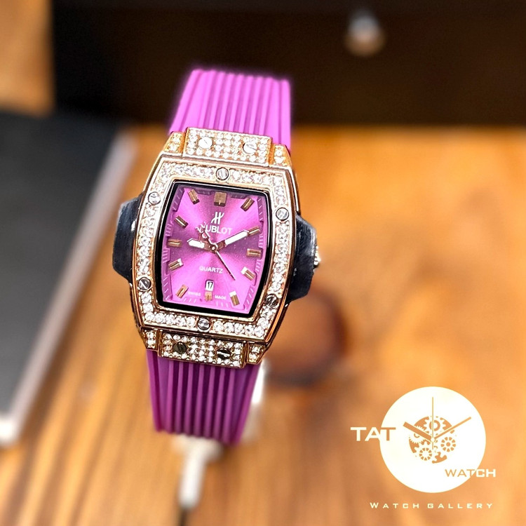 ساعت مچی زنانه هابلوت نگین دار گارانتی جعبه ارسال رایگان رنگبندی Hublot