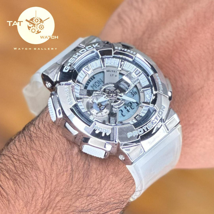 ساعت مچی جی شاک مردانه GM110 قاب فلزی بند چریکی موتور ژاپن یکسال گارانتی جعبه ارسال رایگان G-Shock
