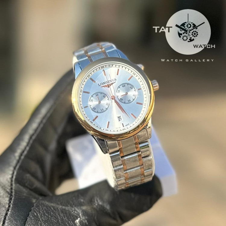 ساعت مردانه لونژین سه موتوره کرنو باگارانتی یک ساله و جعبه در رنگبندی ساعت مچی LONGINES