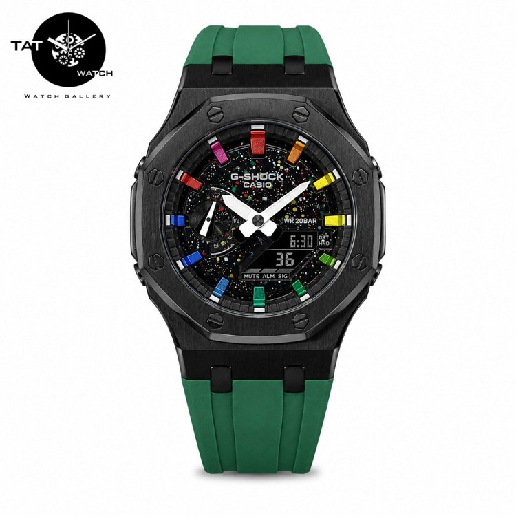 ساعت جیشاک طرح AP قاب فلزی کهکشانی موتور ژاپن مونتاژ تایلند یک سال گارانتی g-shock