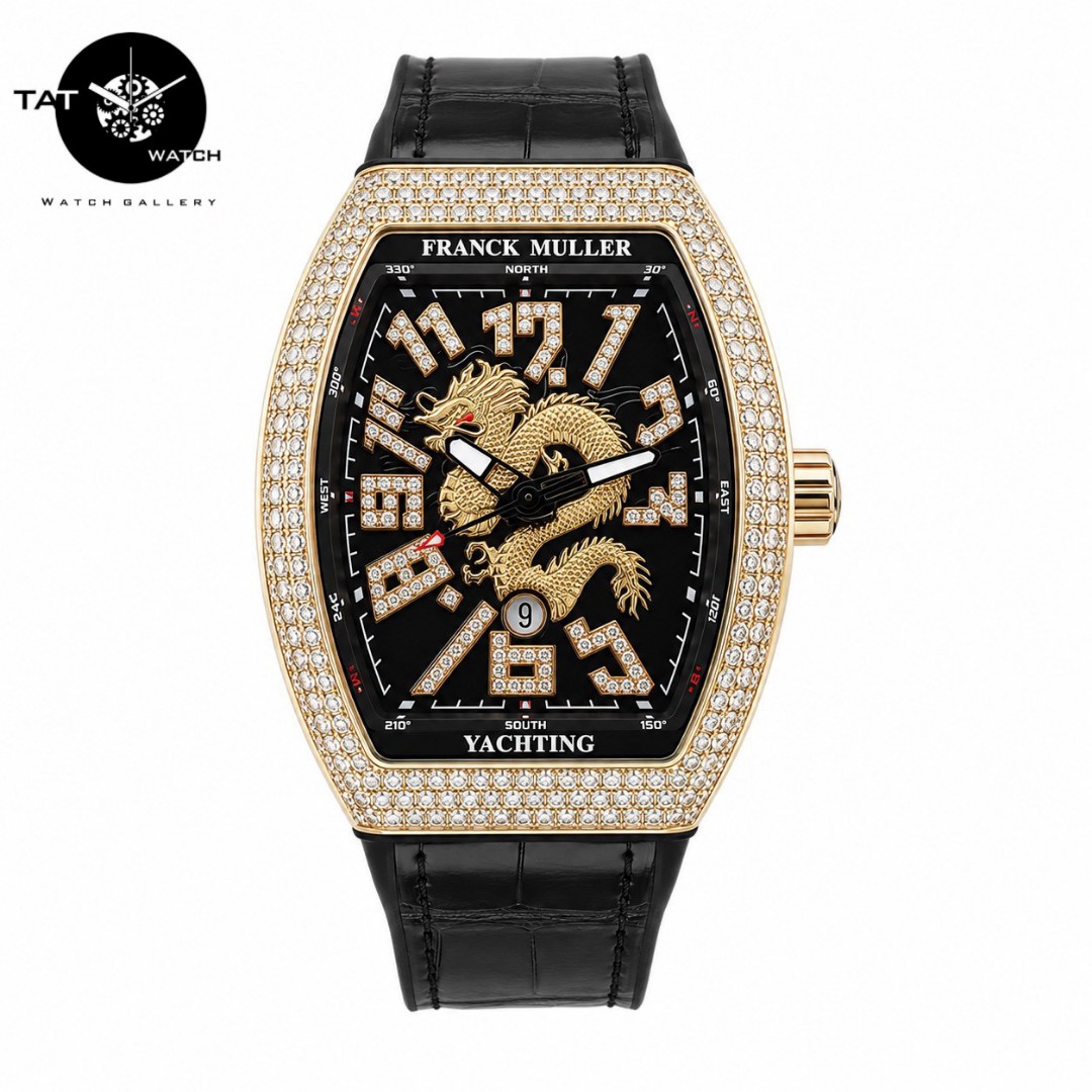 ساعت مردانه فرانک مولر باگارانتی جعبه ارسال رایگان دراگون اژدها فول نگین FRANCK MULLER ساعت مچی