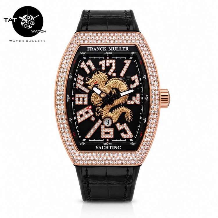 ساعت مردانه فرانک مولر باگارانتی جعبه ارسال رایگان دراگون اژدها فول نگین FRANCK MULLER ساعت مچی