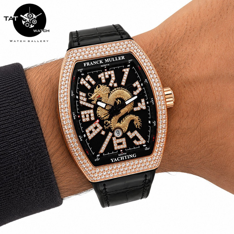 ساعت مردانه فرانک مولر باگارانتی جعبه ارسال رایگان دراگون اژدها فول نگین FRANCK MULLER ساعت مچی