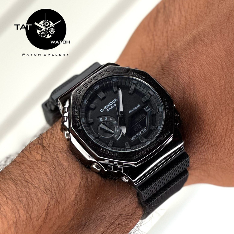 ساعت مردانه جی شاک GM2100 قاب فلزی موتور ژاپن باگارانتی جعبه اصلی کاسیو ارسال رایگان G-Shock ساعت مچی