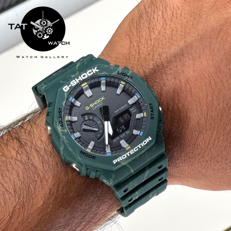 ساعت مچی مردانه جی شاک Ga2100 سبز با گارانتی یک ساله جعبه دارای رنگبندی G-Shock