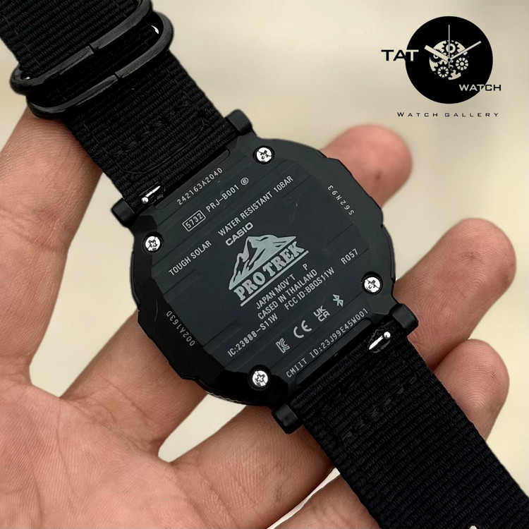 ساعت مردانه کاسیو پروترک PRJB001 بند برزنتی موتور ژاپن گارانتی12ماه ارسال رایگان با جعبه Protrek ساعت مچی casio