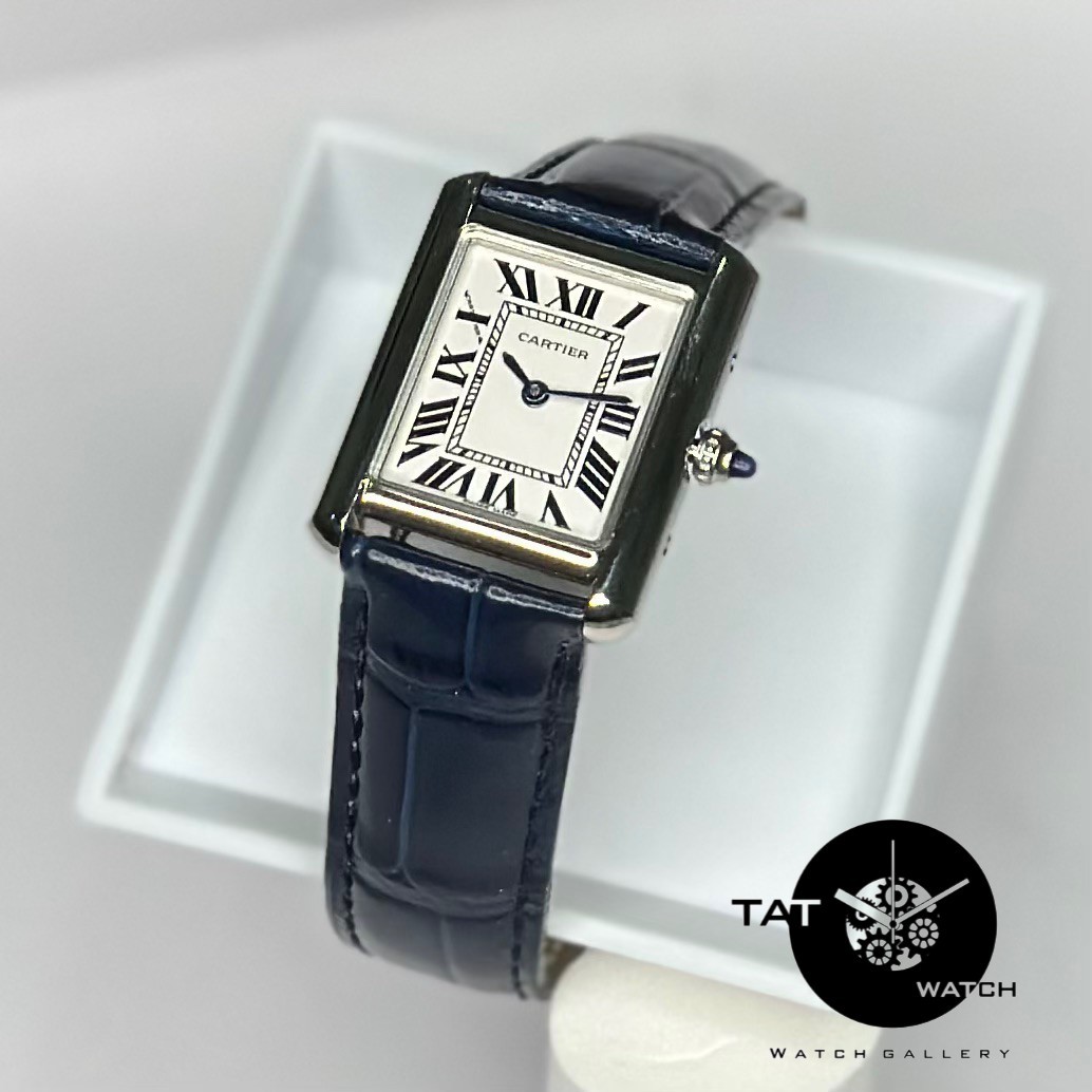 ساعت زنانه کارتیر تانک بند چرمی موتور میوتا ژاپن 12 ماه گارانتی جعبه ارسال رایگان Cartier ساعت مچی