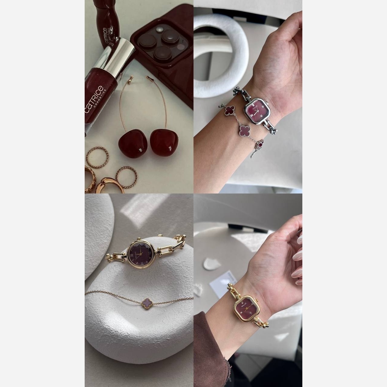 ساعت زنانه چری ( آلبالویی) تنوع با جعبه رنگ ثابت کیفیت عالی