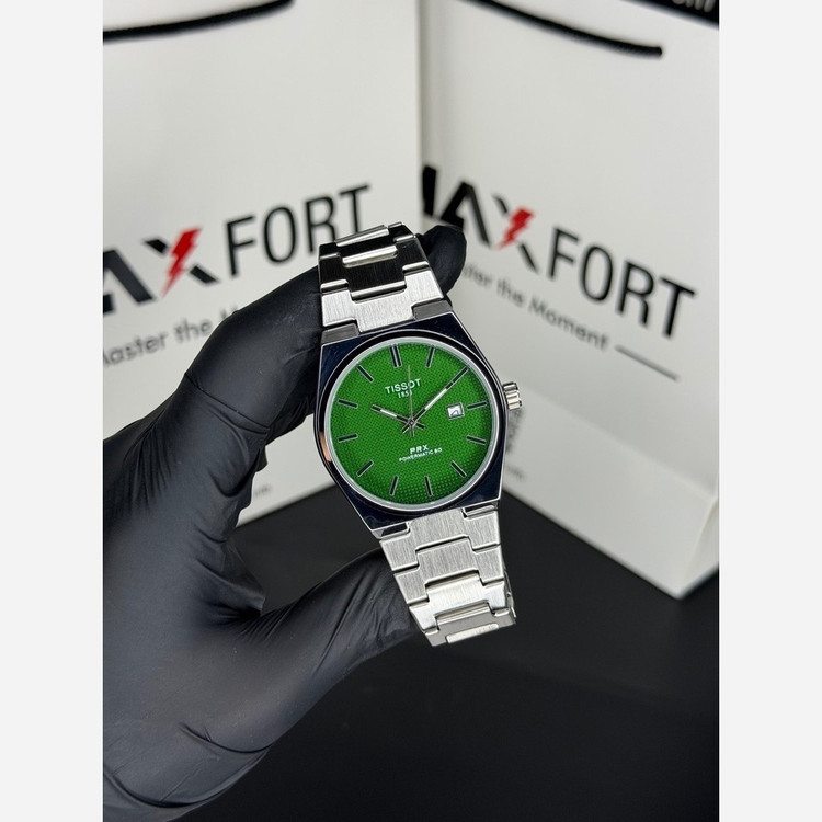 ساعت مچی مردانه تیسوت پی آر ایکس Tissot Prx فول استیل سنگین ب جعبه تمام قسطی رنگ استیل سبز