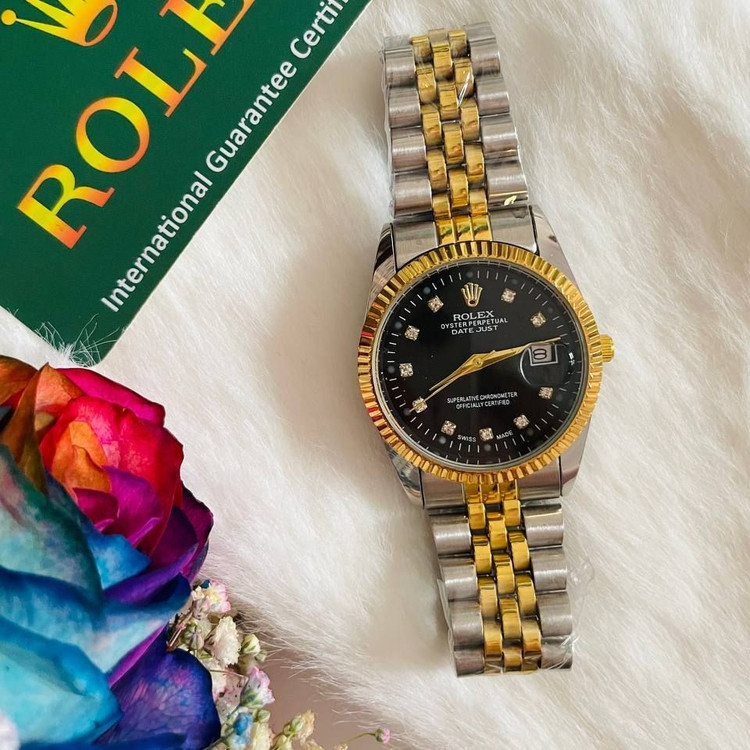 ساعت رولکس زنانه و مردانه دیت جاست Datejust تقویم تلسکوپی صفحه مشکی