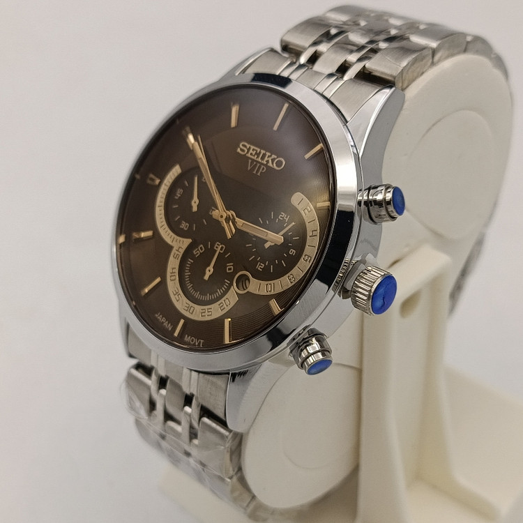 ساعت مردانه سیکو استیل صفحه مشکی طرح سه موتور 1278