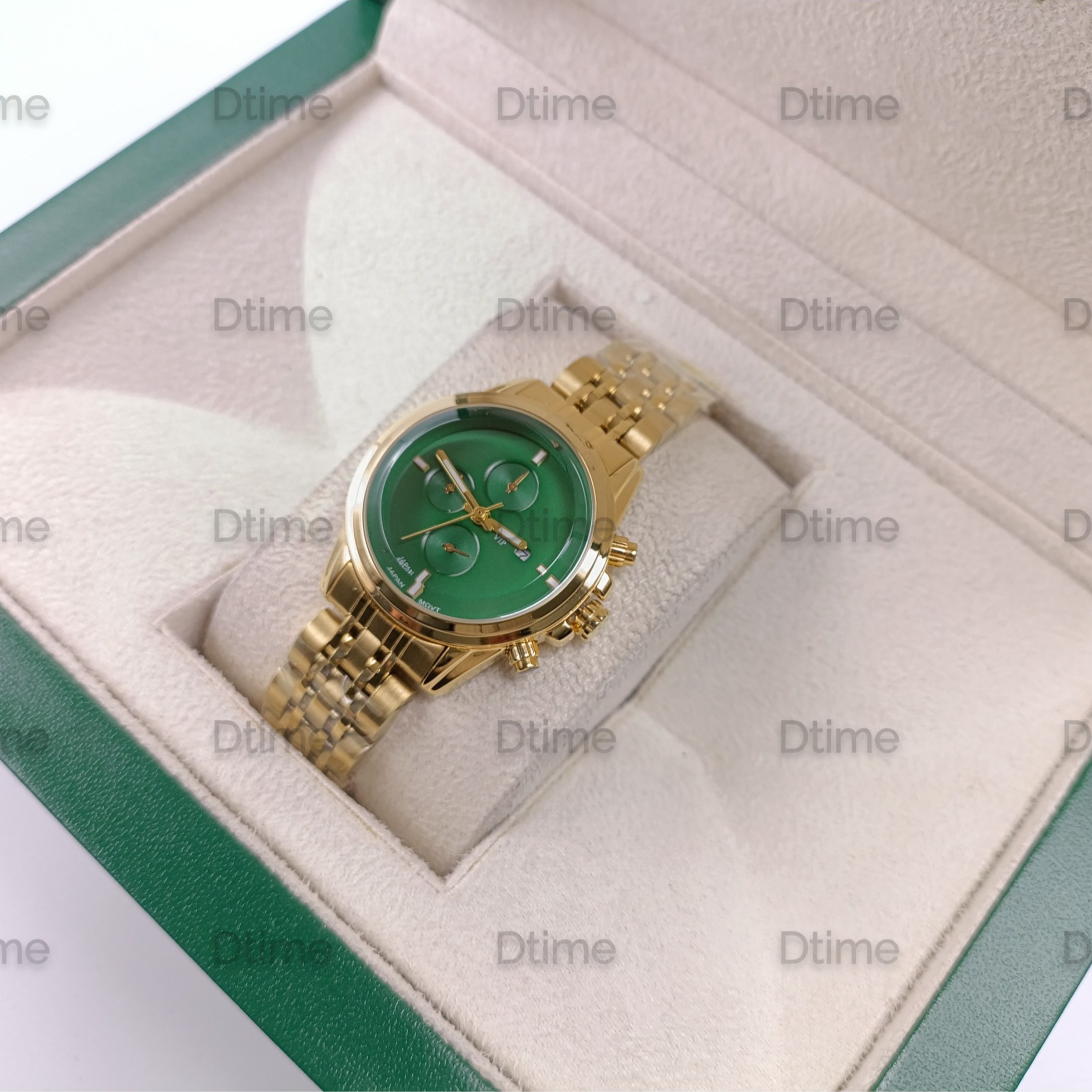 ساعت سیکو طلایی صفحه سبز طرح سه موتور 2583 تک زنانه