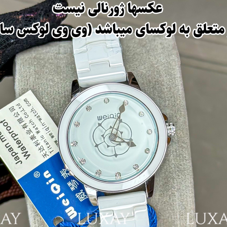 ساعت اورجینال زنانه سرامیکی واقعی موتور ژاپن با رز متحرک ضدآب با گارانتی