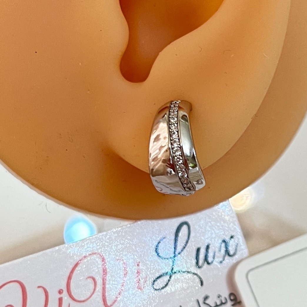 گوشواره ژوپینگ نقره ای اورجینال روکش طلا رنگ ثابت استفاده روزانه و حمام