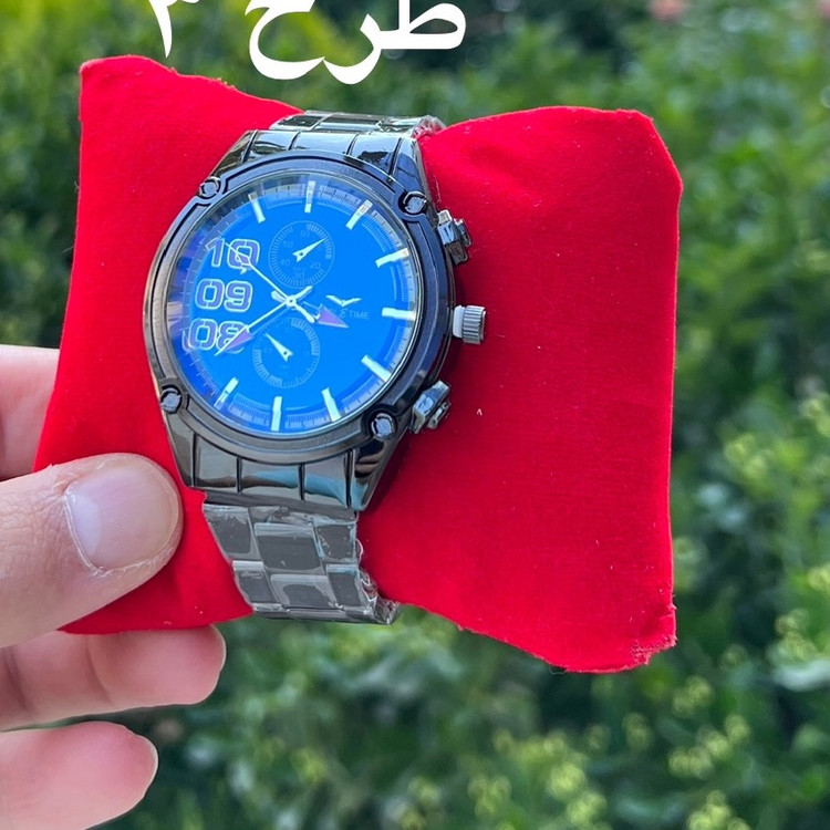 ساعت تمام مشکی مردانه و پسرانه بند فلزی شیک