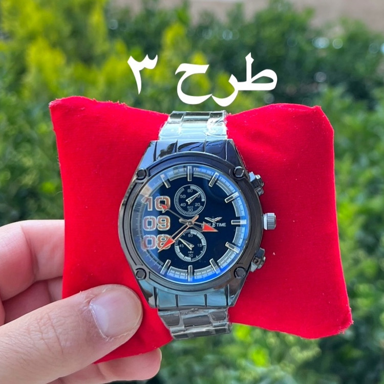 ساعت تمام مشکی مردانه و پسرانه بند فلزی شیک