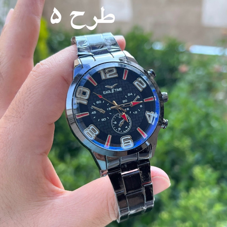 ساعت تمام مشکی مردانه و پسرانه بند فلزی شیک