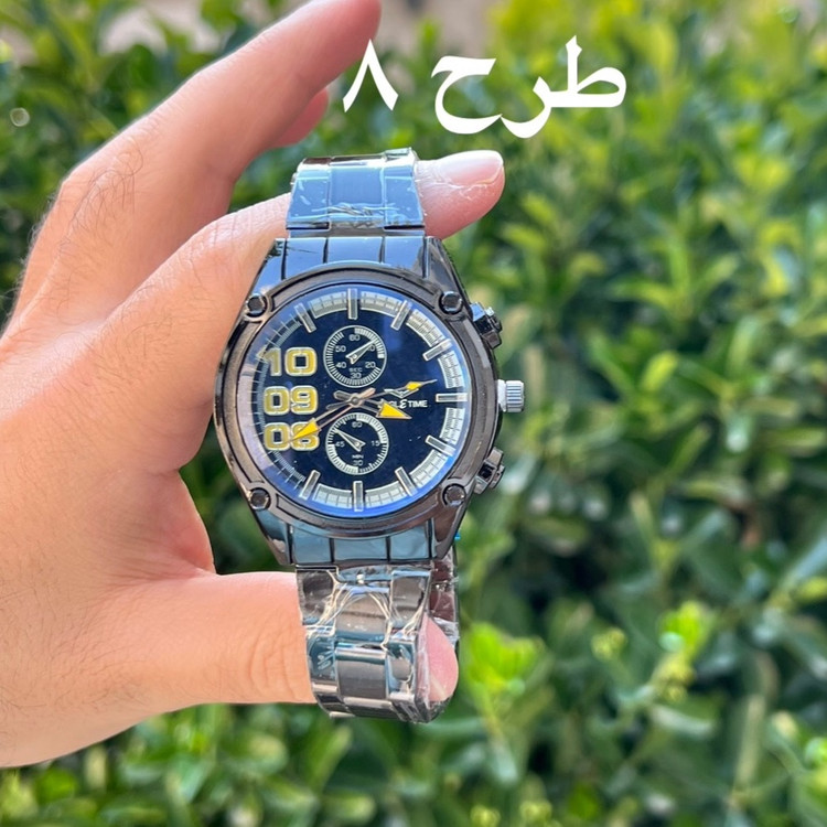 ساعت تمام مشکی مردانه و پسرانه بند فلزی شیک