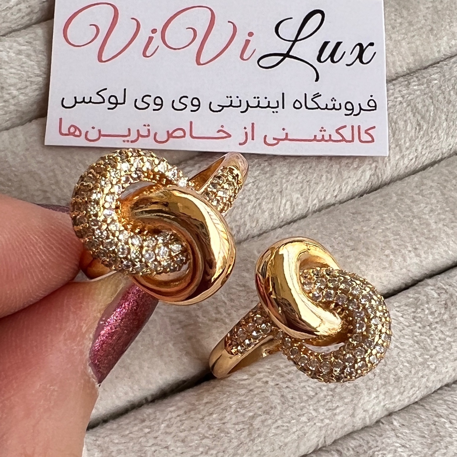 انگشتر ژوپینگ دریم اورجینال روکش طلا پنج لایه مدل گره کپی طلا