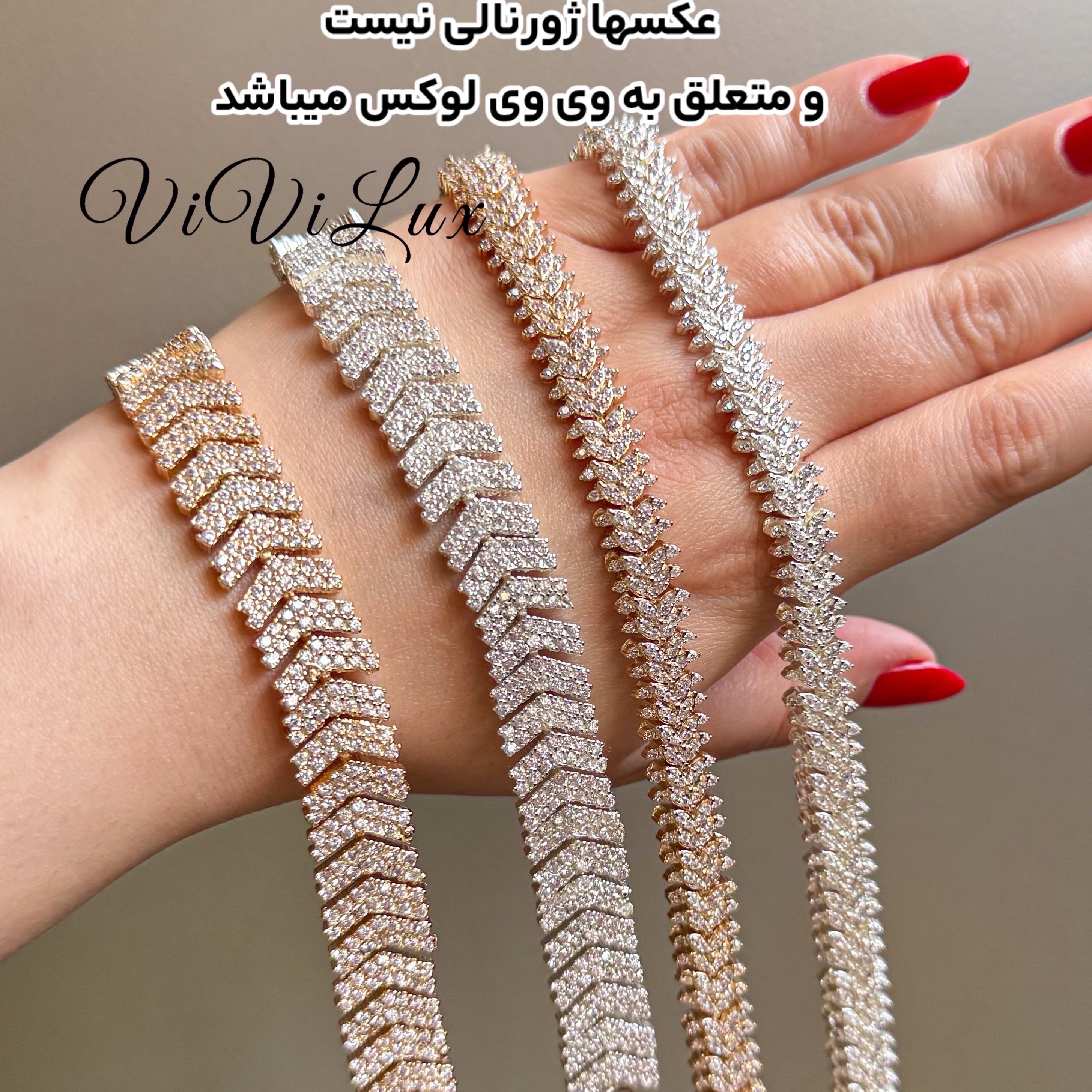 دستبند نگین اتریشی ضمانت دار روکش طلا نگین مخراج کاری کپی طلا