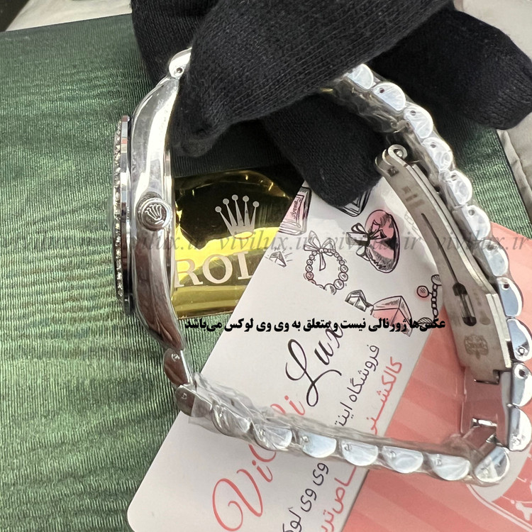 ساعت زنانه رولکس نگین دار پروانه استیل هدیه دخترانه