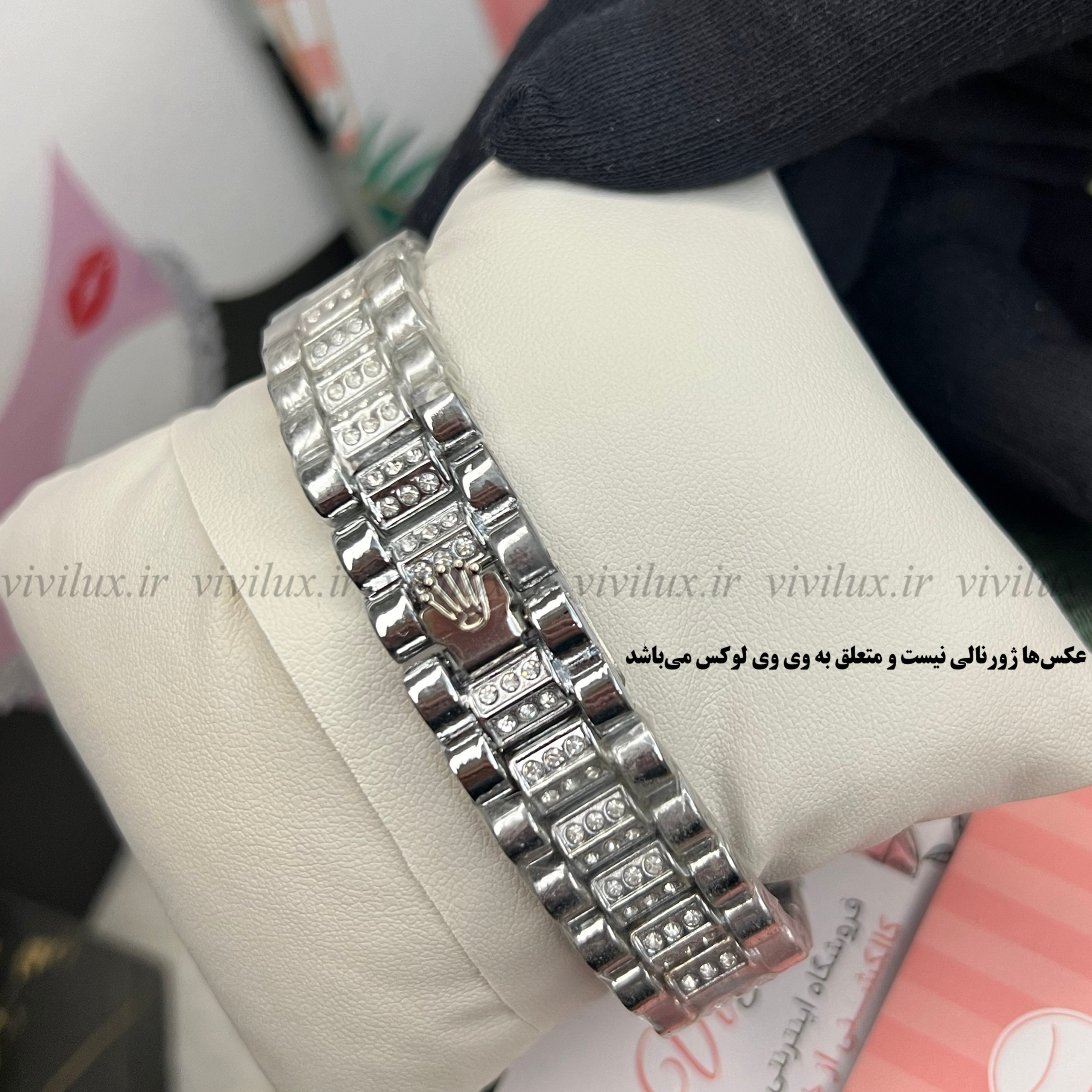 ساعت زنانه رولکس نگین دار پروانه استیل هدیه دخترانه