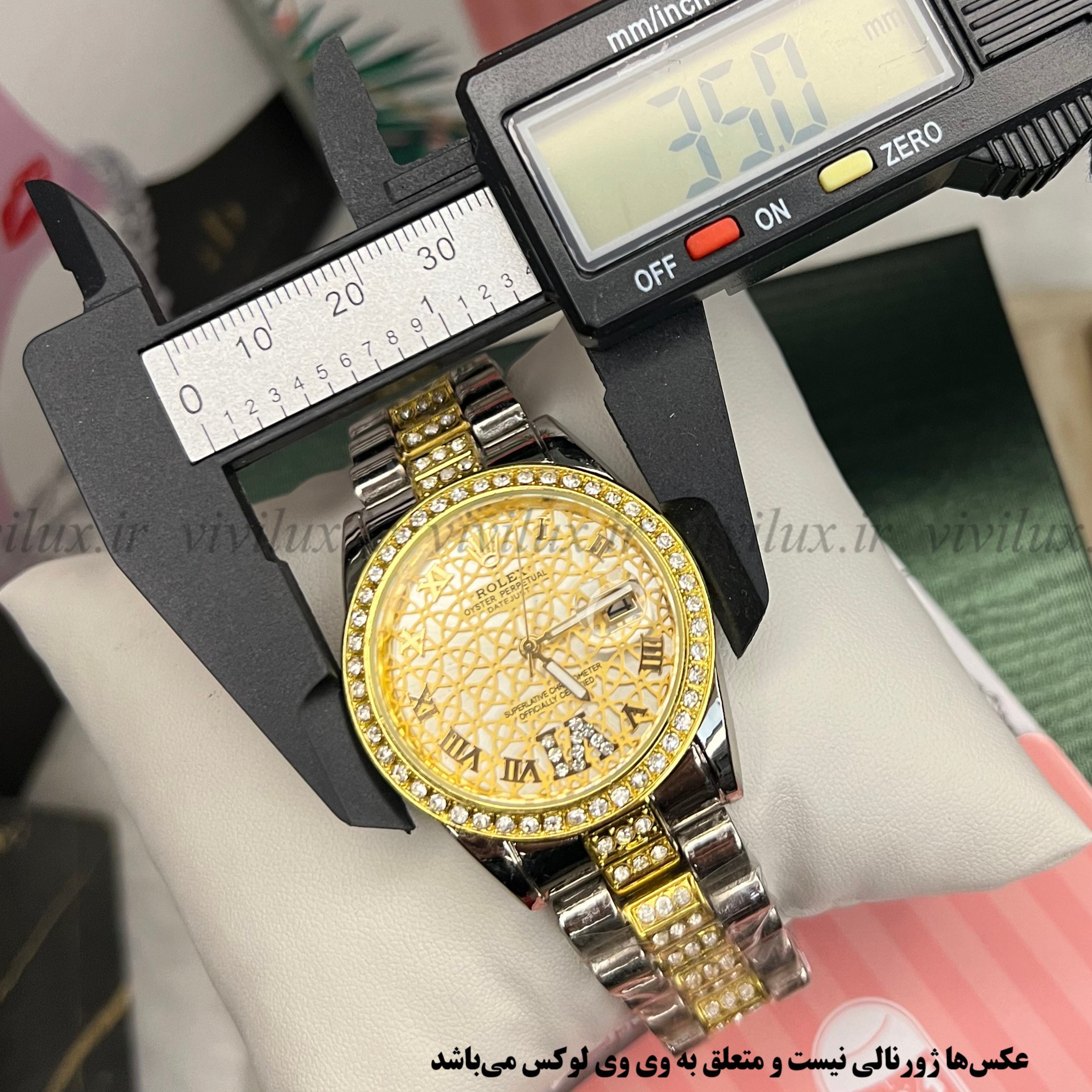 ساعت زنانه رولکس نگین دار قفل اصلی حکاکی