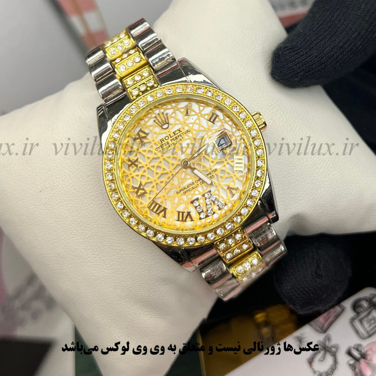 ساعت زنانه رولکس نگین دار قفل اصلی حکاکی