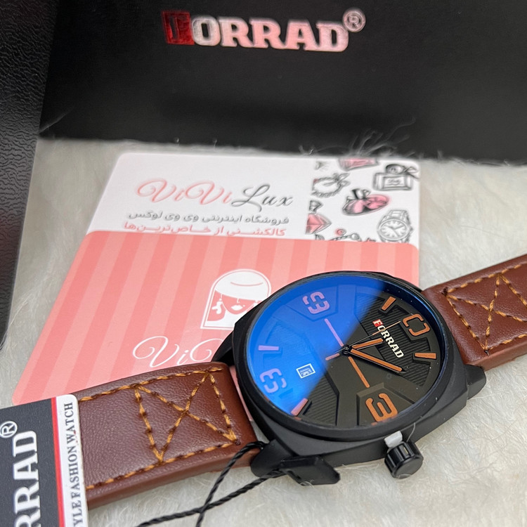ساعت مردانه چرمی برند فوراد FORRAD با جعبه گارانتی 12 ماهه موتور