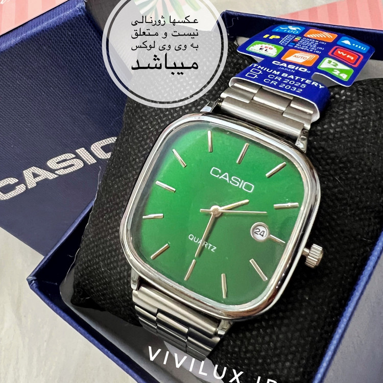 ساعت مردانه کاسیو جعبه دار طرح کلاسیک صفحه رنگ تروپیک گرین کیفیت بالا هدیه مردانه و پدر CASIO OLDMONEY TROPICAL BLUE