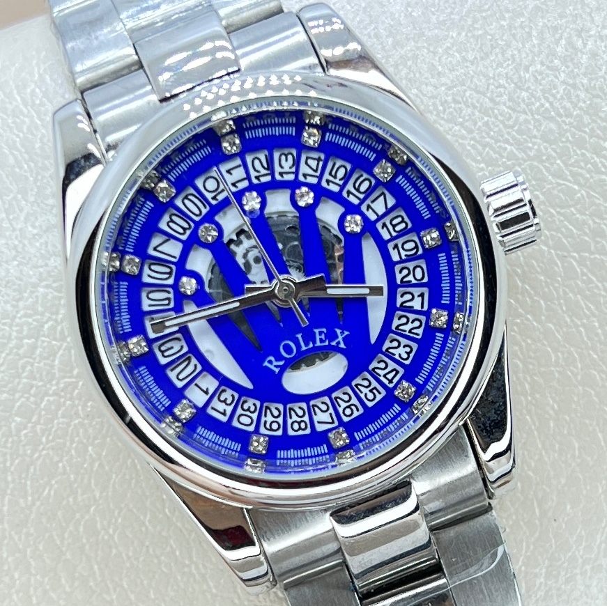 ساعت رولکس زنانه لوکس و کمیاب مدل قلب باز استیل توپر و رنگ ثابت  Rolex صفحه آبی