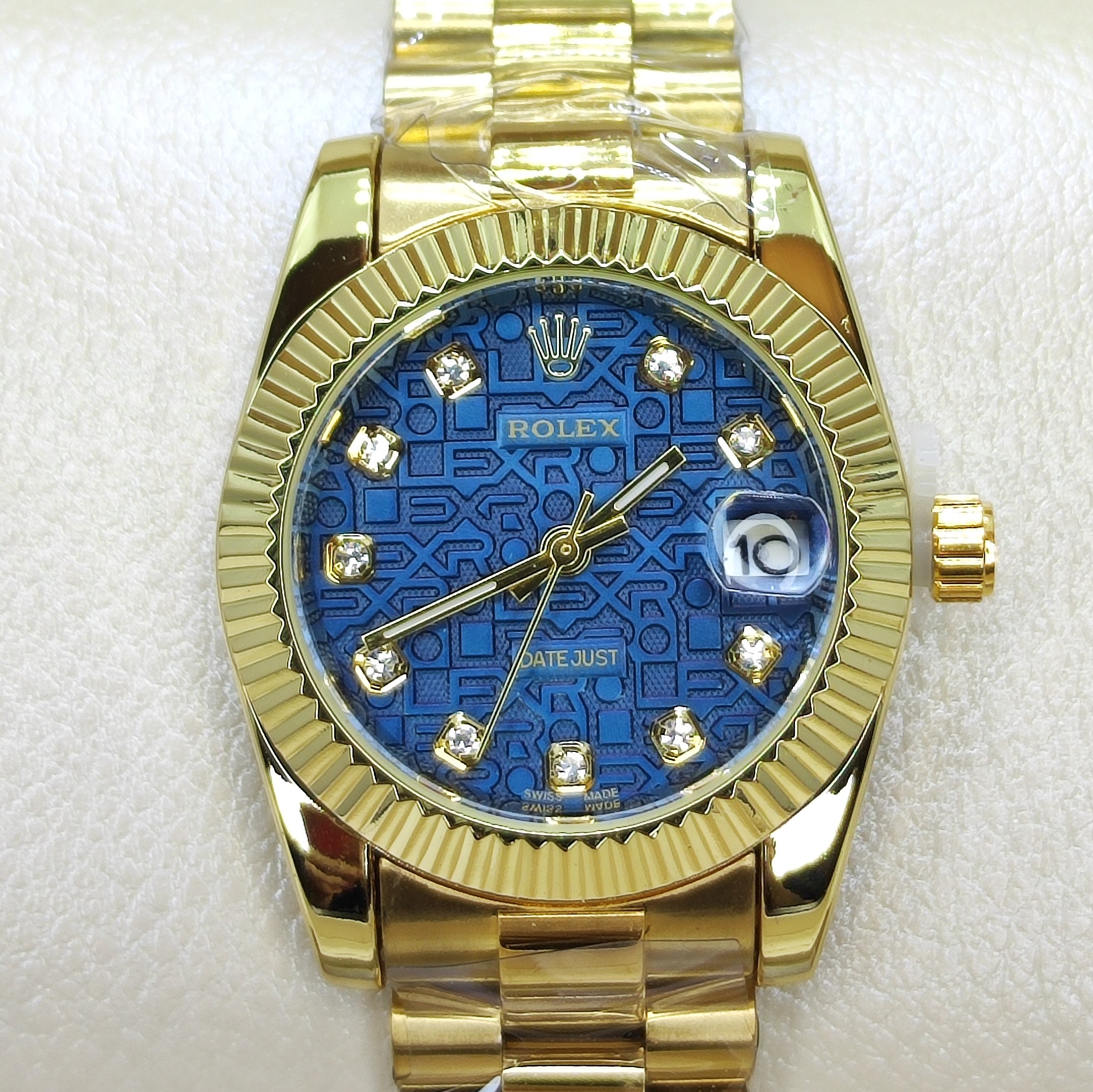 ساعت مچی رولکس ROLEX زنانه قفل اصلی کیفیت عالی AAA صفحه آبی حکاکی دیت جاست