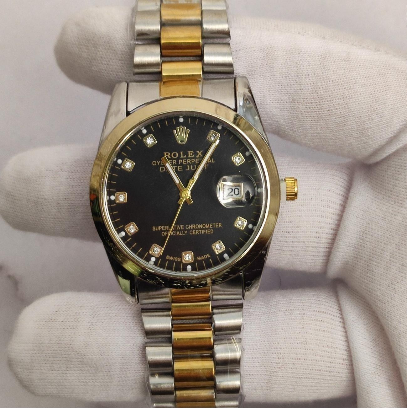 ساعت رولکس Rolex Datejust موتور قدرتمند تقویمدار بند دو رنگ صفحه مشکی