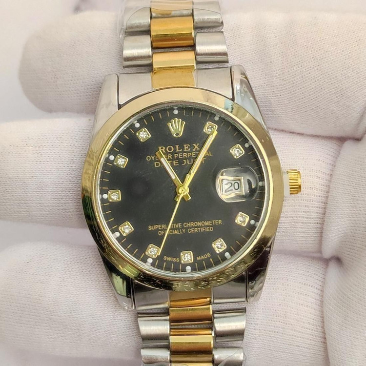 ساعت رولکس Rolex Datejust موتور قدرتمند تقویمدار بند دو رنگ صفحه مشکی