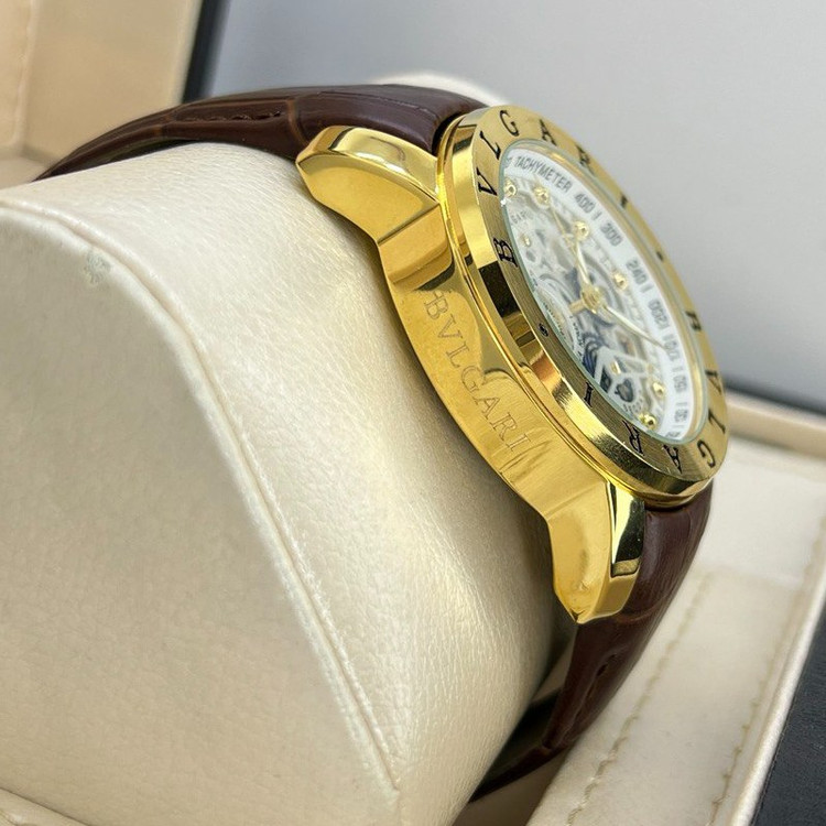 ساعت چهار موتوره بولگاری BVLGARI بند چرم کیفیت عالی AAA کد 02