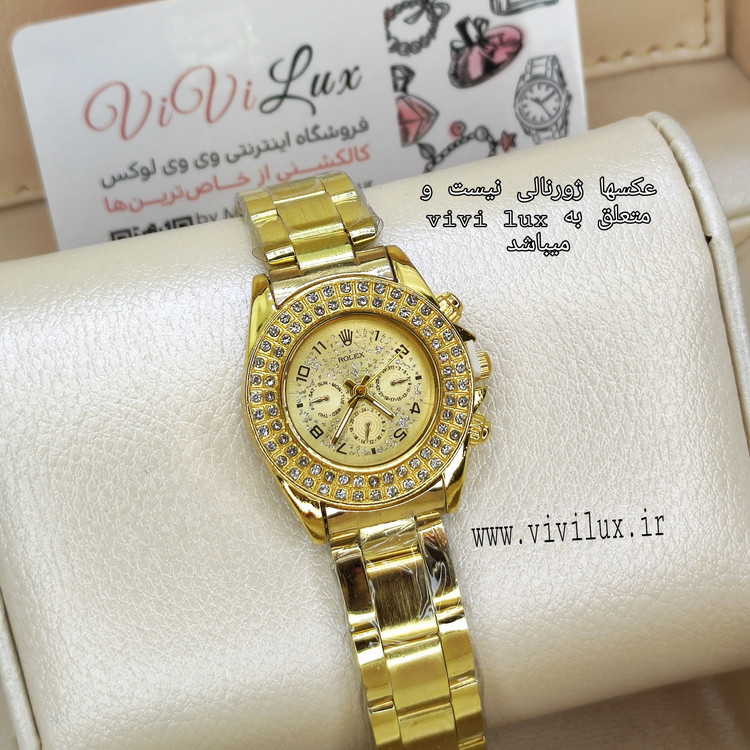 ساعت زنانه رولکس دور نگین طلایی مجلسی شیک ROLEX