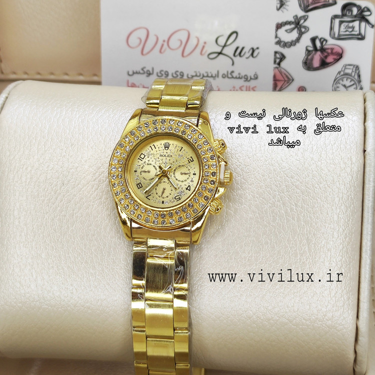 ساعت زنانه رولکس دور نگین طلایی مجلسی شیک ROLEX