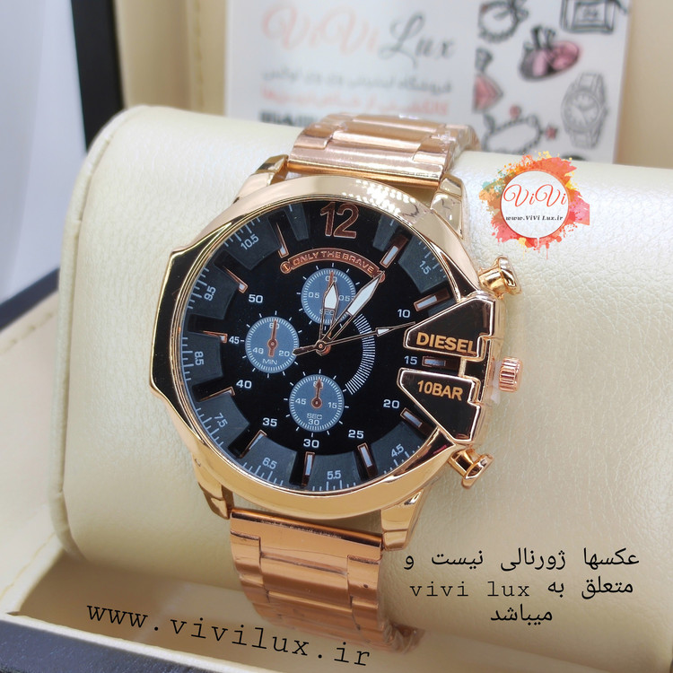 ساعت دیزل شاخدار مردانه DIESEL رزگلد